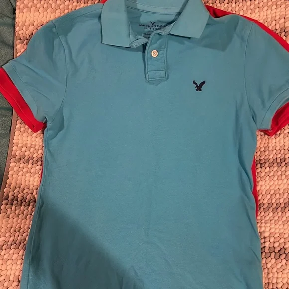 American Eagle Men’s Polo Shirts Size XS. Colors are Turquoise and Red. GUC - Picture 15 of 16
